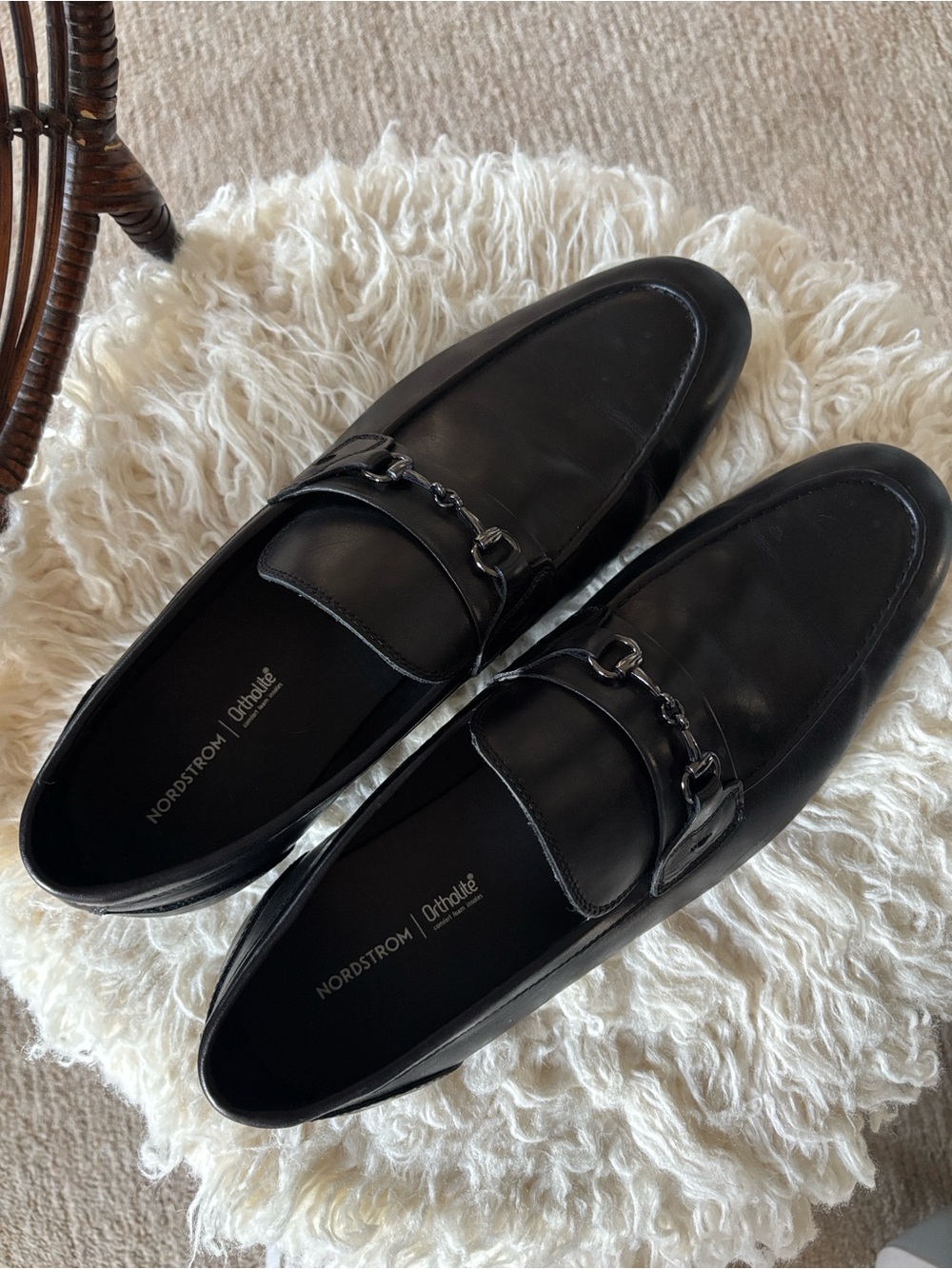 Nordstrom Black Leather Bit Slip-On Loafers